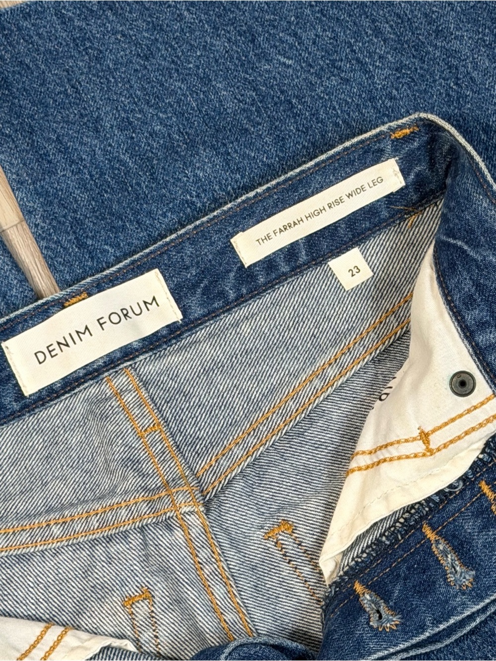 Denim Forum High-Rise Cropped Wide-Leg Jeans in Blue - Picture 9 of 9